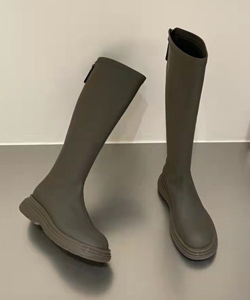 La-gemme（ラジェム）の「フェイクレザーロングブーツ（ブーツ・レディース・ブラック/ブラック系その他/キャメル/ホワイト・35/36/37/38/39/40）」の5枚目の写真