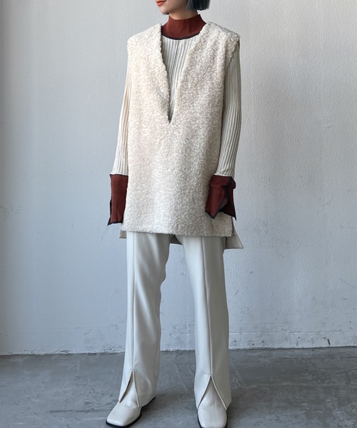 Solace（ソレイス）の「ボア切替ベスト（ベスト・レディース・グレー/ベージュ/ナチュラル・FREE）」の13枚目の写真