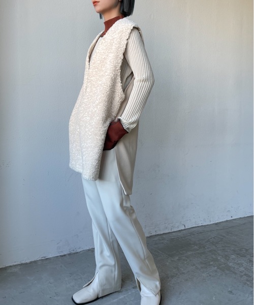 Solace（ソレイス）の「ボア切替ベスト（ベスト・レディース・グレー/ベージュ/ナチュラル・FREE）」の18枚目の写真