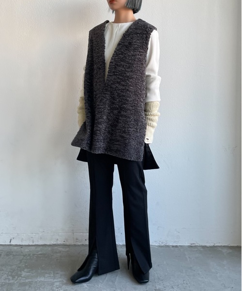 Solace（ソレイス）の「ボア切替ベスト（ベスト・レディース・グレー/ベージュ/ナチュラル・FREE）」の10枚目の写真