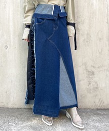 AULA AILA | ナイロンコンビネーションデニムスカート(デニムスカート)