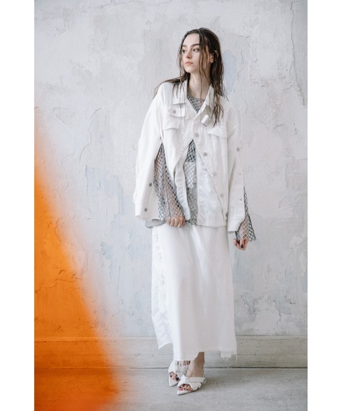 AULA AILA(アウラアイラ)の「ナイロンコンビネーションデニムスカート(デニムスカート・レディース・ライトブルー/インディゴブルー/オフホワイト・1/0)」の7枚目の写真