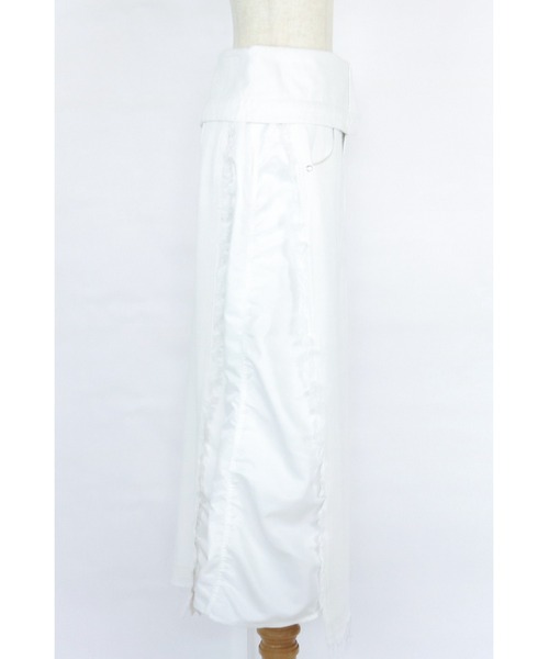 AULA AILA(アウラアイラ)の「ナイロンコンビネーションデニムスカート(デニムスカート・レディース・ライトブルー/インディゴブルー/オフホワイト・1/0)」の9枚目の写真