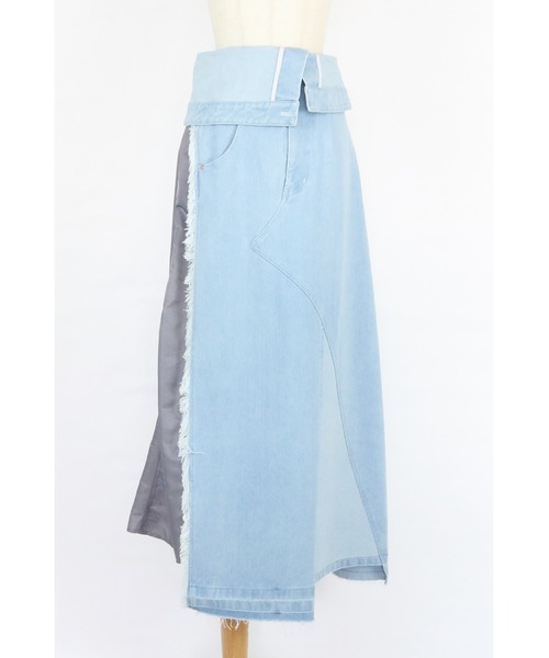 AULA AILA(アウラアイラ)の「ナイロンコンビネーションデニムスカート(デニムスカート・レディース・ライトブルー/インディゴブルー/オフホワイト・1/0)」の12枚目の写真