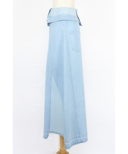 AULA AILA(アウラアイラ)の「ナイロンコンビネーションデニムスカート(デニムスカート・レディース・ライトブルー/インディゴブルー/オフホワイト・1/0)」の19枚目の写真