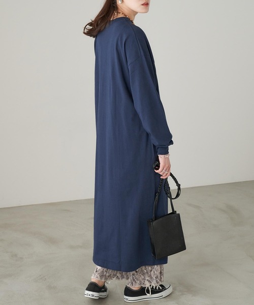 Chaco closet(チャコ クローゼット)の「サイドポケット付き コットンマキシ丈ロングワンピース(ワンピース・レディース・ベージュ/カーキ/イエロー/ネイビー/ライトベージュ/ブラック・FREE)」の6枚目の写真