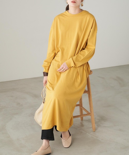 Chaco closet(チャコ クローゼット)の「サイドポケット付き コットンマキシ丈ロングワンピース(ワンピース・レディース・ベージュ/カーキ/イエロー/ネイビー/ライトベージュ/ブラック・FREE)」の20枚目の写真