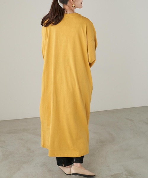 Chaco closet(チャコ クローゼット)の「サイドポケット付き コットンマキシ丈ロングワンピース(ワンピース・レディース・ベージュ/カーキ/イエロー/ネイビー/ライトベージュ/ブラック・FREE)」の21枚目の写真