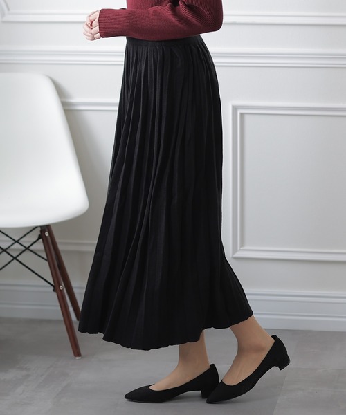 ElegChic(エレグシック)の「カシミアタッチニット プリーツ スカート (スカート・レディース・ブラック/ベージュ/ネイビー・X-LARGE/MEDIUM/XXX-LARGE)」の9枚目の写真
