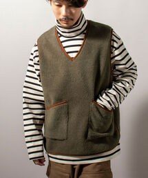 GLOSTER | 【GLOSTER/グロスター】パイピングボアベスト Vネックプルオーバー(ベスト)