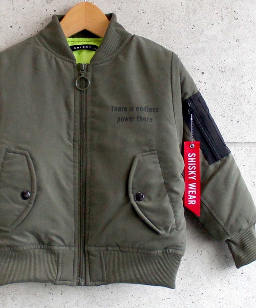 THE CASUAL（カジュアル）の「中綿入りMA-1ジャケット キッズ（MA-1・キッズ・カーキ/ブラック/カーキ系/ブラック系/チャコール/グレー系・120cm/160cm/150cm/130cm/140cm/110cm）」の6枚目の写真