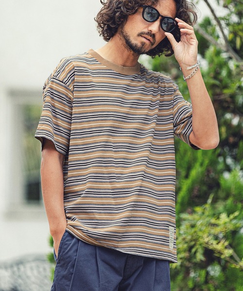 MARBLES(マーブルズ)の「mt7551-VNTG MULTI BORDER TEE Tシャツ(Tシャツ/カットソー・メンズ・ホワイト/ベージュ・M/L/XL/S)」の3枚目の写真