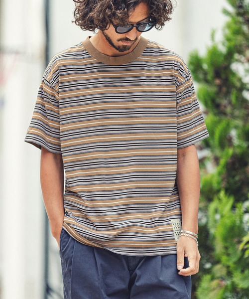 MARBLES(マーブルズ)の「mt7551-VNTG MULTI BORDER TEE Tシャツ(Tシャツ/カットソー・メンズ・ホワイト/ベージュ・M/L/XL/S)」の4枚目の写真