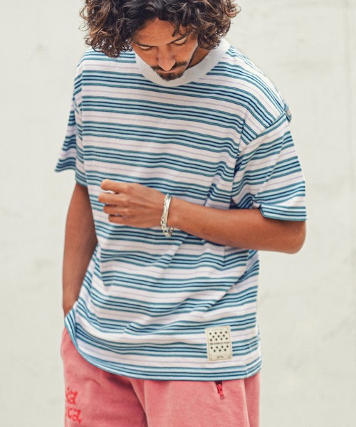 MARBLES(マーブルズ)の「mt7551-VNTG MULTI BORDER TEE Tシャツ(Tシャツ/カットソー・メンズ・ホワイト/ベージュ・M/L/XL/S)」の8枚目の写真