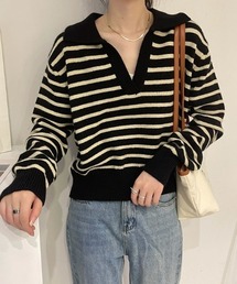 スキッパーボーダーニット