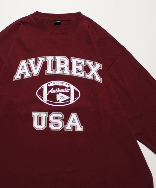 AVIREX（アヴィレックス）の「【WEB&DEPOT限定】ロングスリーブティーシャツ バーシティロゴ / L/S TEE VARSITY LOGO / アヴィレックス / AVIREX（Tシャツ/カットソー・メンズ・ライトグレー/ブラック/ダークグリーン/バーガンディー・MEDIUM/LARGE/X-LARGE/XX-LARGE）」の4枚目の写真