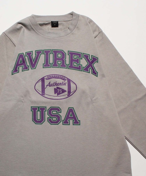 AVIREX（アヴィレックス）の「【WEB&DEPOT限定】ロングスリーブティーシャツ バーシティロゴ / L/S TEE VARSITY LOGO / アヴィレックス / AVIREX（Tシャツ/カットソー・メンズ・ライトグレー/ブラック/ダークグリーン/バーガンディー・MEDIUM/LARGE/X-LARGE/XX-LARGE）」の2枚目の写真