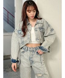 GYDA | 【SETUP着用可】BACKロングショート ケミカルデニムGジャン(デニムジャケット)
