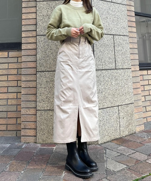 HEYUMM（ヘユム）の「シャンブレーナロータイトスカート（スカート・レディース・ベージュ/ピンク/グリーン・ONE）」の17枚目の写真