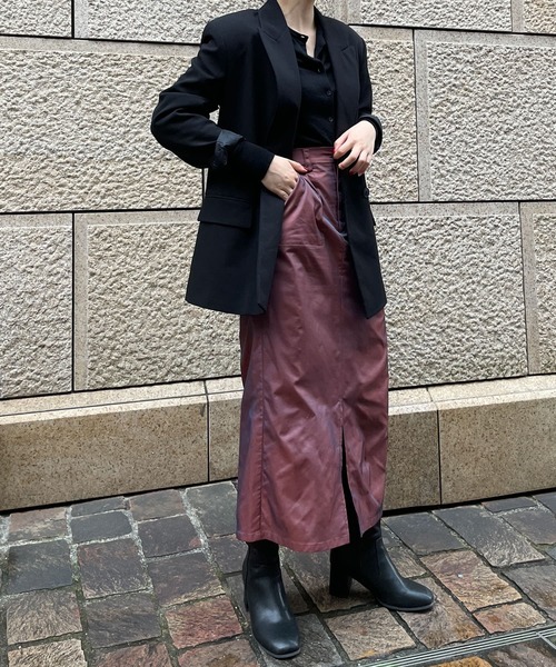 HEYUMM（ヘユム）の「シャンブレーナロータイトスカート（スカート・レディース・ベージュ/ピンク/グリーン・ONE）」の10枚目の写真