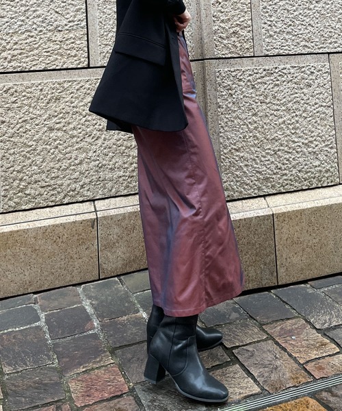 HEYUMM（ヘユム）の「シャンブレーナロータイトスカート（スカート・レディース・ベージュ/ピンク/グリーン・ONE）」の15枚目の写真