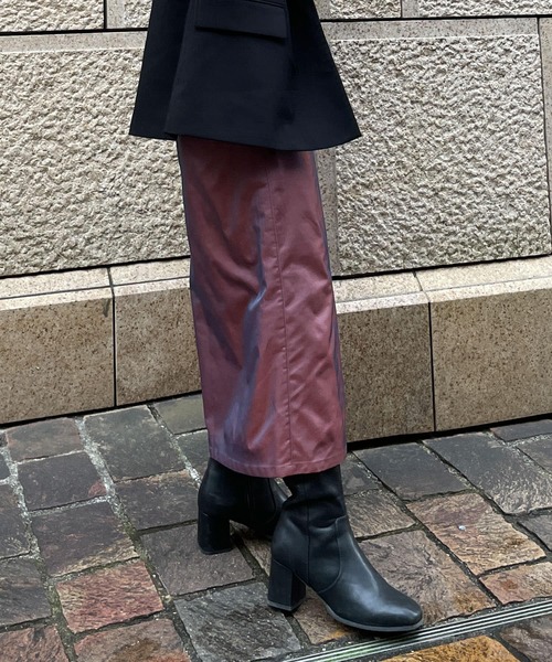 HEYUMM（ヘユム）の「シャンブレーナロータイトスカート（スカート・レディース・ベージュ/ピンク/グリーン・ONE）」の8枚目の写真