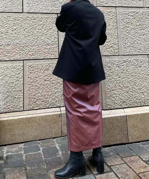 HEYUMM（ヘユム）の「シャンブレーナロータイトスカート（スカート・レディース・ベージュ/ピンク/グリーン・ONE）」の5枚目の写真