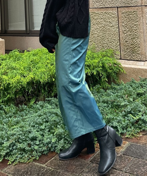 HEYUMM（ヘユム）の「シャンブレーナロータイトスカート（スカート・レディース・ベージュ/ピンク/グリーン・ONE）」の13枚目の写真