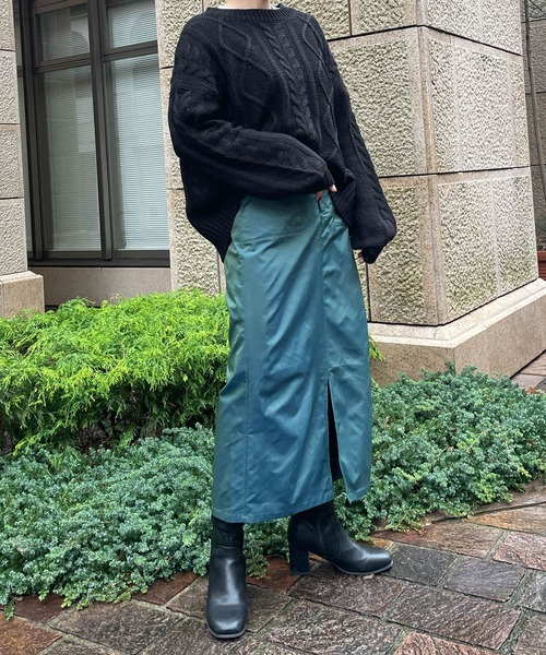 HEYUMM（ヘユム）の「シャンブレーナロータイトスカート（スカート・レディース・ベージュ/ピンク/グリーン・ONE）」の11枚目の写真