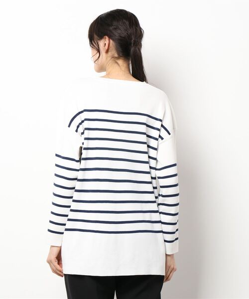 coca（coca）（コカ）の「【ユニセックス】ボーダーニットトップス（ニット/セーター・レディース・ホワイト/ブラック・M/L）」の5枚目の写真