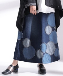 osharewalker | 『ドットパッチワークデニムスカート』(デニムスカート)