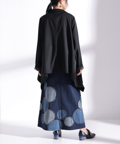 osharewalker（オシャレウォーカー）の「【廃盤】『ドットパッチワークデニムスカート』（デニムスカート・レディース・ブルー・1/2）」の5枚目の写真