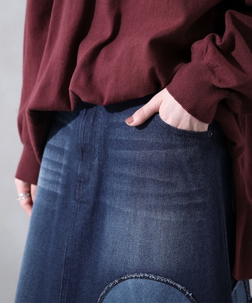 osharewalker（オシャレウォーカー）の「【廃盤】『ドットパッチワークデニムスカート』（デニムスカート・レディース・ブルー・1/2）」の12枚目の写真