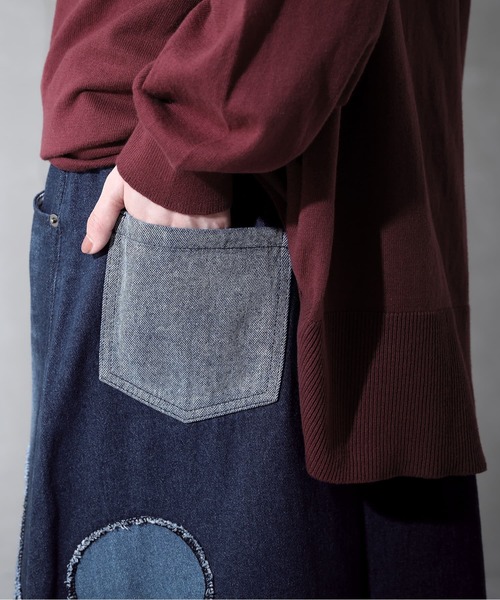 osharewalker（オシャレウォーカー）の「【廃盤】『ドットパッチワークデニムスカート』（デニムスカート・レディース・ブルー・1/2）」の13枚目の写真