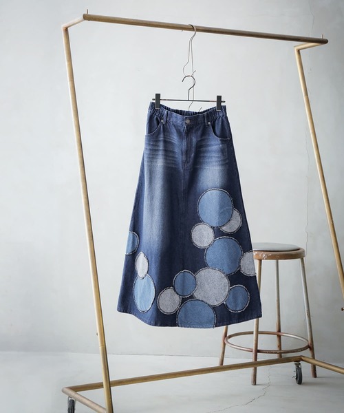 osharewalker（オシャレウォーカー）の「【廃盤】『ドットパッチワークデニムスカート』（デニムスカート・レディース・ブルー・1/2）」の14枚目の写真