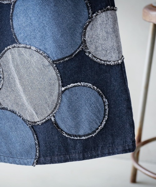 osharewalker（オシャレウォーカー）の「【廃盤】『ドットパッチワークデニムスカート』（デニムスカート・レディース・ブルー・1/2）」の15枚目の写真