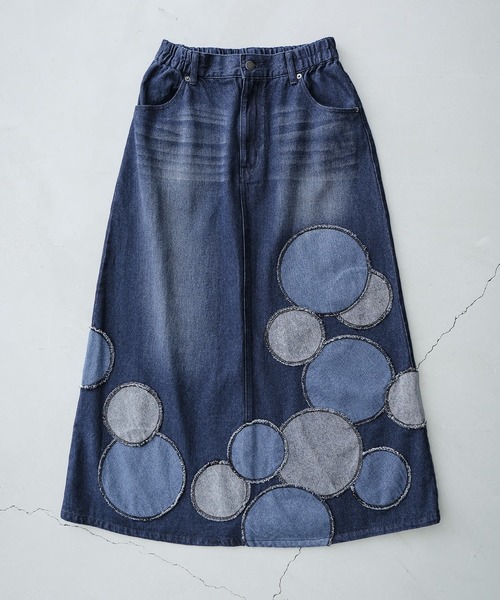 osharewalker（オシャレウォーカー）の「【廃盤】『ドットパッチワークデニムスカート』（デニムスカート・レディース・ブルー・1/2）」の18枚目の写真