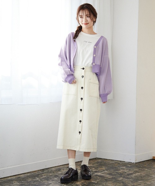 mysty woman（ミスティウーマン）の「幾何柄ショートカーディガン 264938（カーディガン/ボレロ・レディース・ブラック/ベージュ/ネイビー/ラベンダー・FREE）」の13枚目の写真