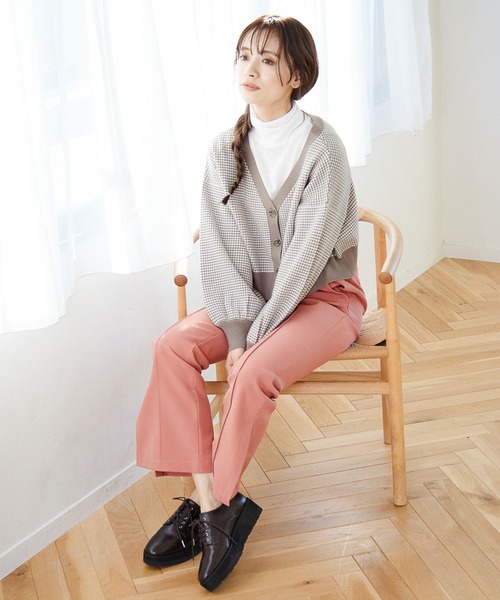 mysty woman（ミスティウーマン）の「幾何柄ショートカーディガン 264938（カーディガン/ボレロ・レディース・ブラック/ベージュ/ネイビー/ラベンダー・FREE）」の7枚目の写真