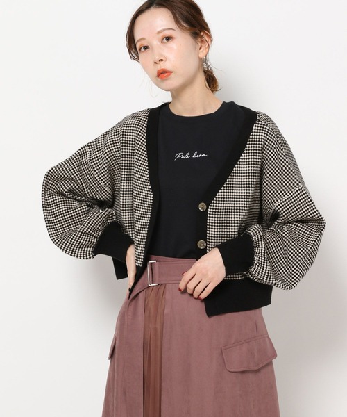 mysty woman（ミスティウーマン）の「幾何柄ショートカーディガン 264938（カーディガン/ボレロ・レディース・ブラック/ベージュ/ネイビー/ラベンダー・FREE）」の20枚目の写真