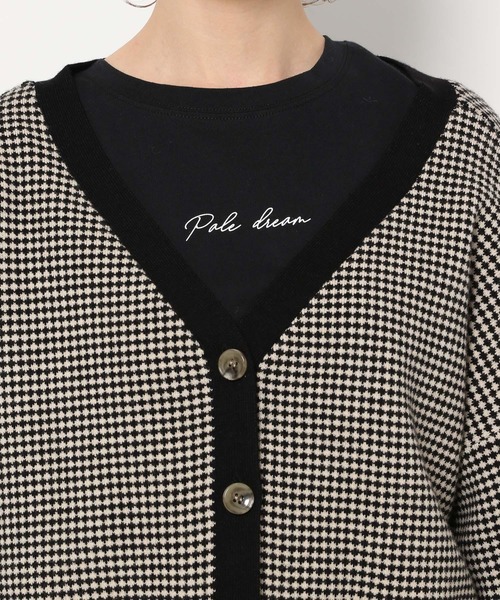 mysty woman（ミスティウーマン）の「幾何柄ショートカーディガン 264938（カーディガン/ボレロ・レディース・ブラック/ベージュ/ネイビー/ラベンダー・FREE）」の8枚目の写真