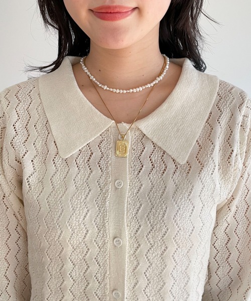 EPIMI E'PIMMY(エピミエピミー)の「〈Set upにも〉透かし編みラメニットシャツカーディガン(ニット/セーター・レディース・ブラック/オフホワイト/グリーン/グレイッシュベージュ・MEDIUM)」の19枚目の写真