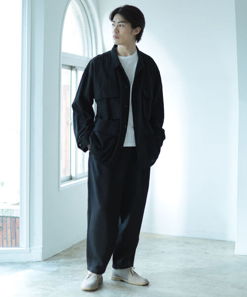 BEAMS（ビームス）の「BEAMS / リネン 2プリーツ アンクル（スラックス・メンズ・ブラック/ベージュ系その他・L/S/XL/M）」の8枚目の写真