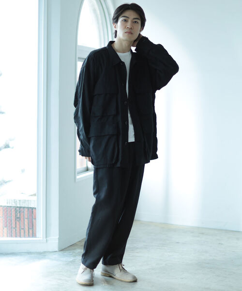 BEAMS（ビームス）の「BEAMS / リネン 2プリーツ アンクル（スラックス・メンズ・ブラック/ベージュ系その他・L/S/XL/M）」の10枚目の写真