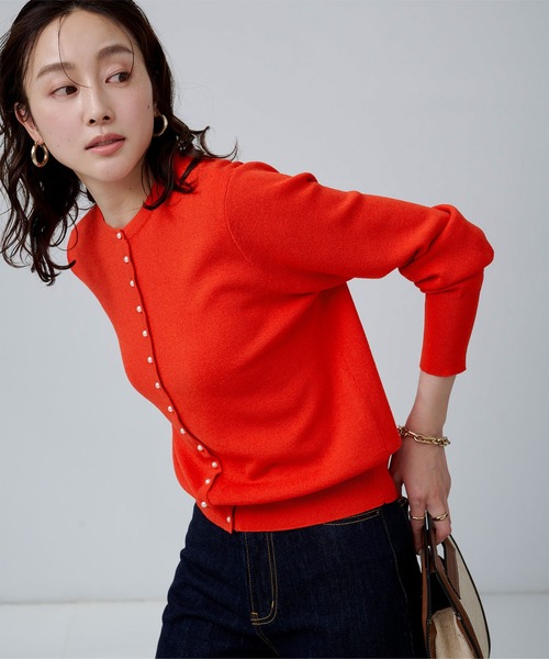 UR'S（ユアーズ）の「2wayパール釦ニットカーディガン（カーディガン/ボレロ・レディース・ネイビー/ブラック/ブルー/チャコール/パープル/グリーン/アイボリー/オレンジ/ホワイト/ホワイト系その他/キャメル/グレイッシュブルー/ラベンダー/ライトグレー/モカ/ブルー系その他・M/S/L）」の16枚目の写真