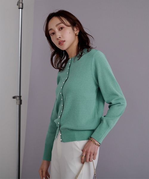 UR'S（ユアーズ）の「2wayパール釦ニットカーディガン（カーディガン/ボレロ・レディース・ネイビー/ブラック/ブルー/チャコール/パープル/グリーン/アイボリー/オレンジ/ホワイト/ホワイト系その他/キャメル/グレイッシュブルー/ラベンダー/ライトグレー/モカ/ブルー系その他・M/S/L）」の8枚目の写真