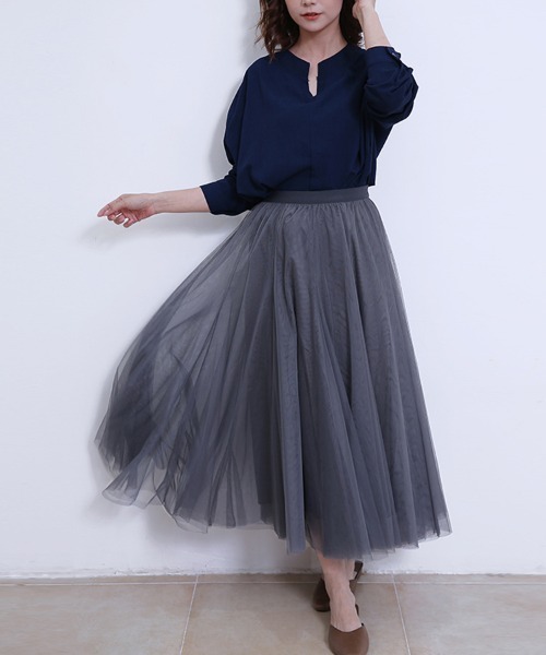 Doux Belle（ドゥーベル）の「2層チュールフレアスカート（スカート・レディース・ブラウン/グレー/ベージュ/ピンク/ブラック/ダークブラウン・FREE）」の11枚目の写真