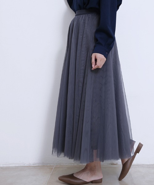 Doux Belle（ドゥーベル）の「2層チュールフレアスカート（スカート・レディース・ブラウン/グレー/ベージュ/ピンク/ブラック/ダークブラウン・FREE）」の13枚目の写真