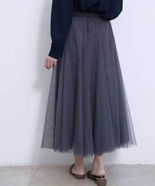 Doux Belle（ドゥーベル）の「2層チュールフレアスカート（スカート・レディース・ブラウン/グレー/ベージュ/ピンク/ブラック/ダークブラウン・FREE）」の14枚目の写真