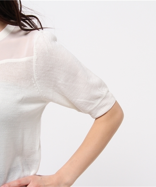 WEGO（ウィゴー）の「WEGO/シースルー切替ニット（ニット/セーター・レディース・オフホワイト/ライトグレー/サックスブルー/ネイビー・FREE）」の11枚目の写真